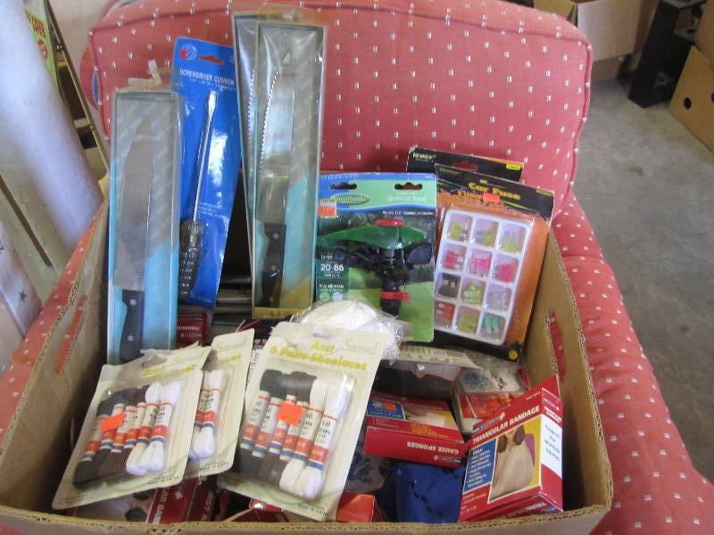 lot 220 image: Box of misc tools ,kitchen,temporar...