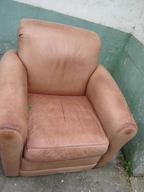 lot 255 image: brown leather chair...