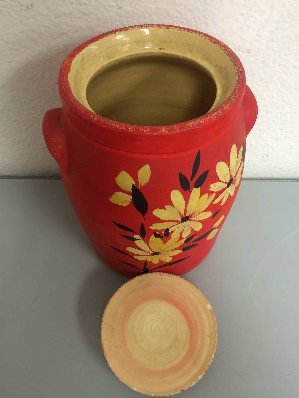 Vintage Orange Flower Cookie Jar