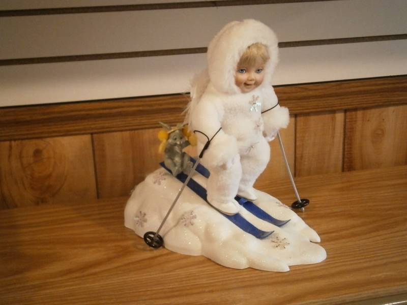 lot 7 image: Ashton-Drake (Snowbabies Collection)  Slip Slidin Porcelain Doll Display