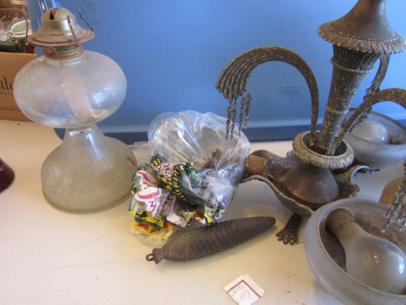 Old Chandelier and Oil Lamps