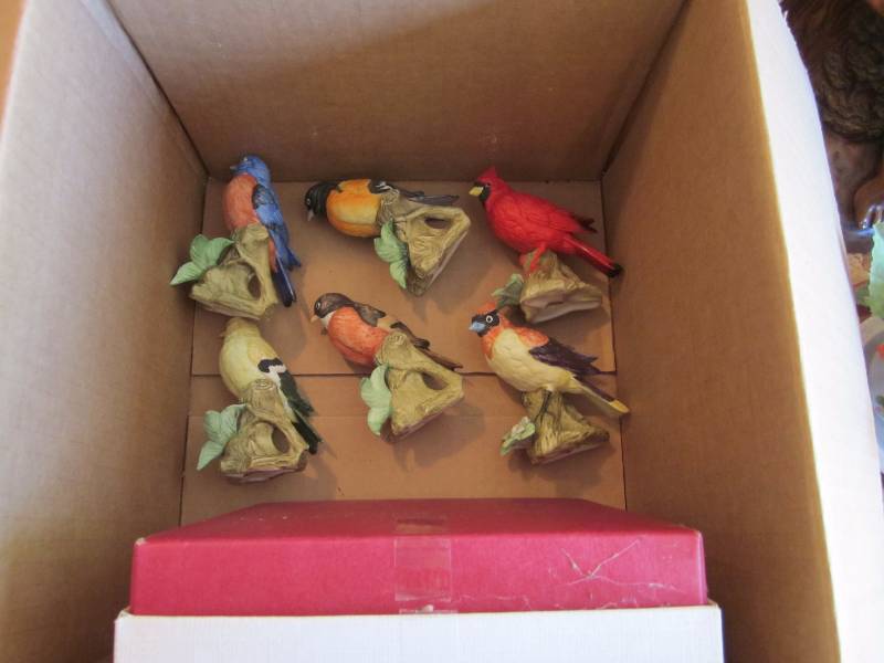 Misc Large Figurines, Bird Figurines, and Wood Game Set