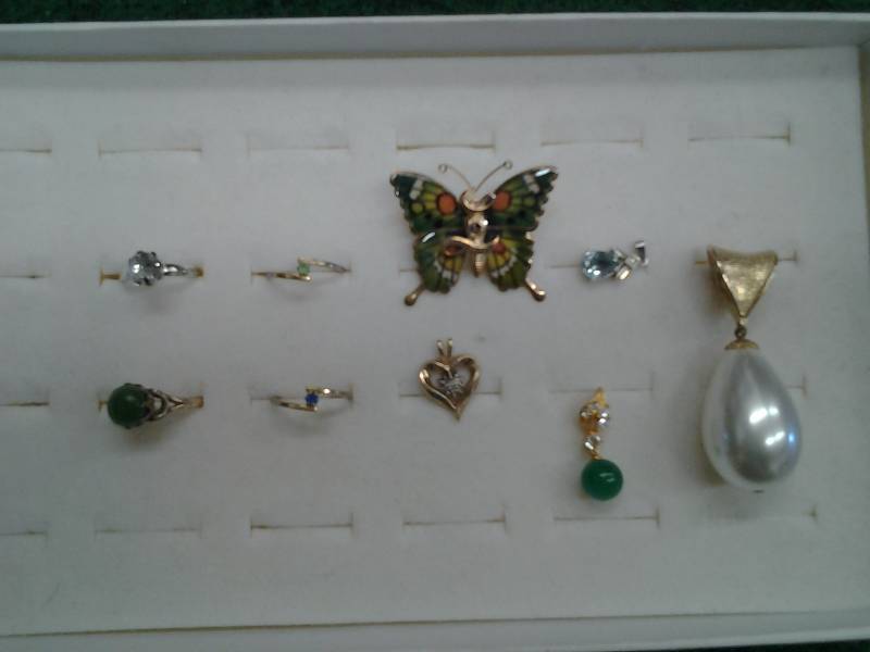 Assorted Rings, Charms, Pins