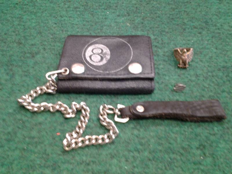 Eagle Ring, Harley Davidson Post Earring, 8-Ball Wallet With Chain