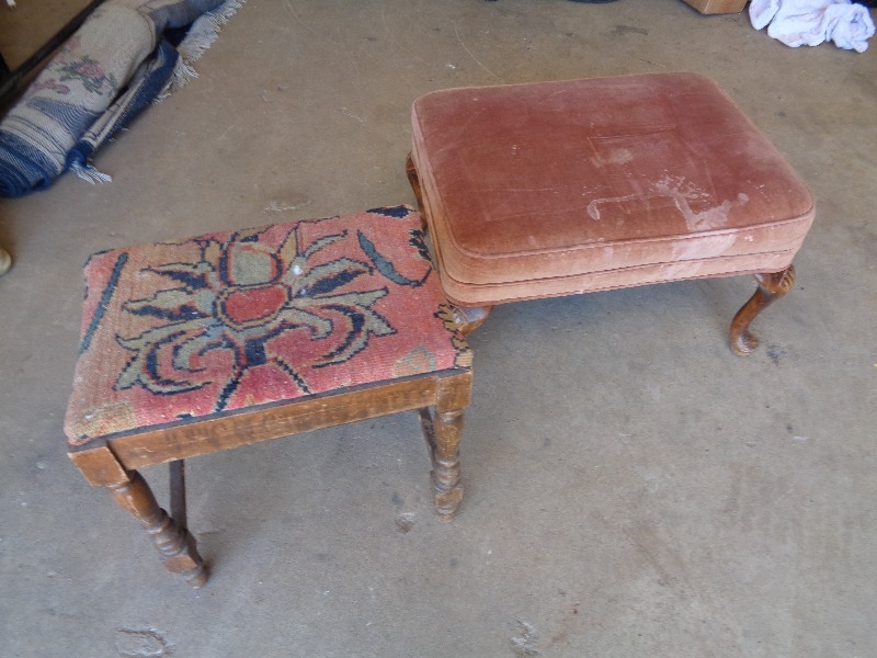 Wood Bench and Foot Stool
