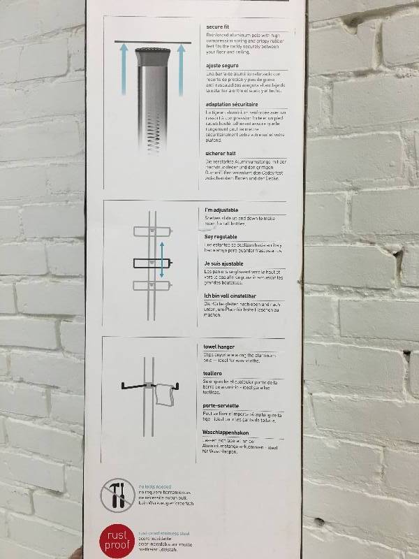 lot 90 image: simplehuman Adjustable Tension Shower Caddy, Stainless Steel and Anodized Aluminum retail $129