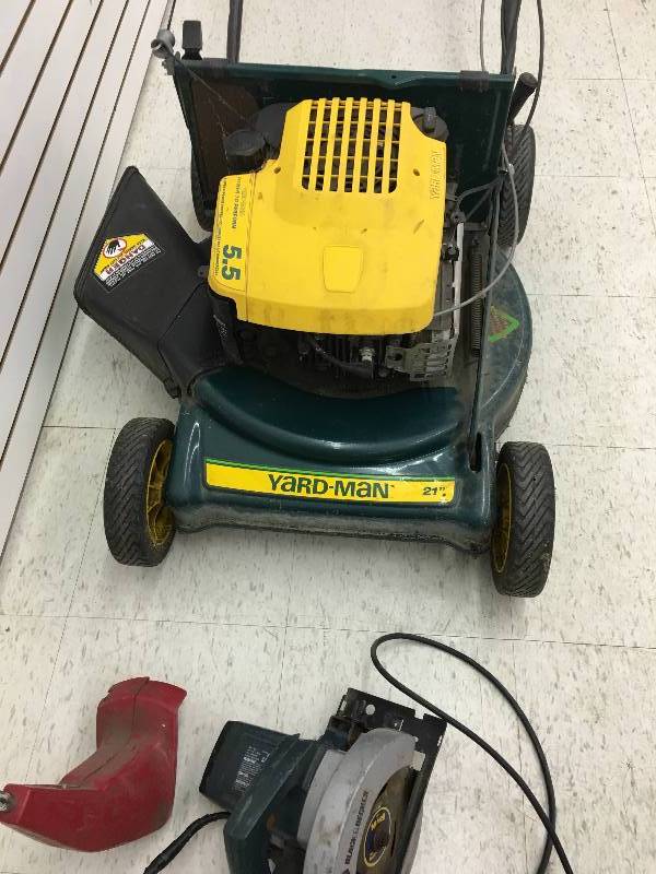 lot 98 image: yardman 21 5.5 6 speed power propelled mower,saw and toro weed whip