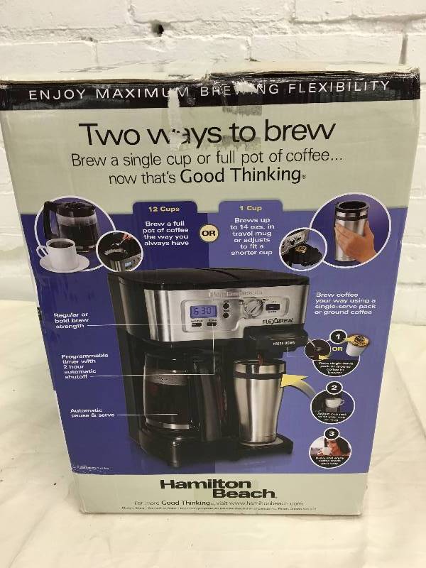 lot 120 image: Hamilton Beach FlexBrew 49983A Single Serve  Full Pot Coffee Maker