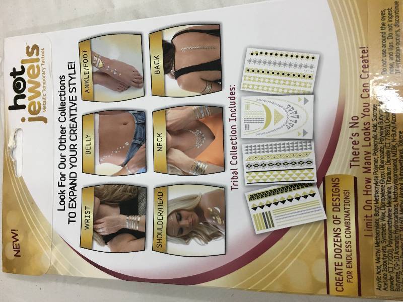 lot 234 image: 7  Hot Jewels Body Jewelry Metallic Temporary Tattoo