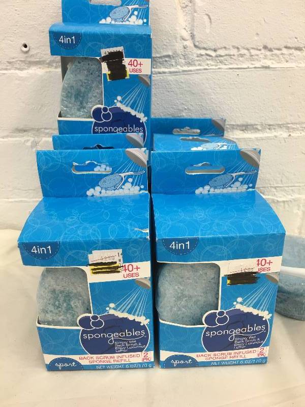 lot 244 image: 7 Spongeables Clean Power for Men- Body Wash in a Sponge with brush