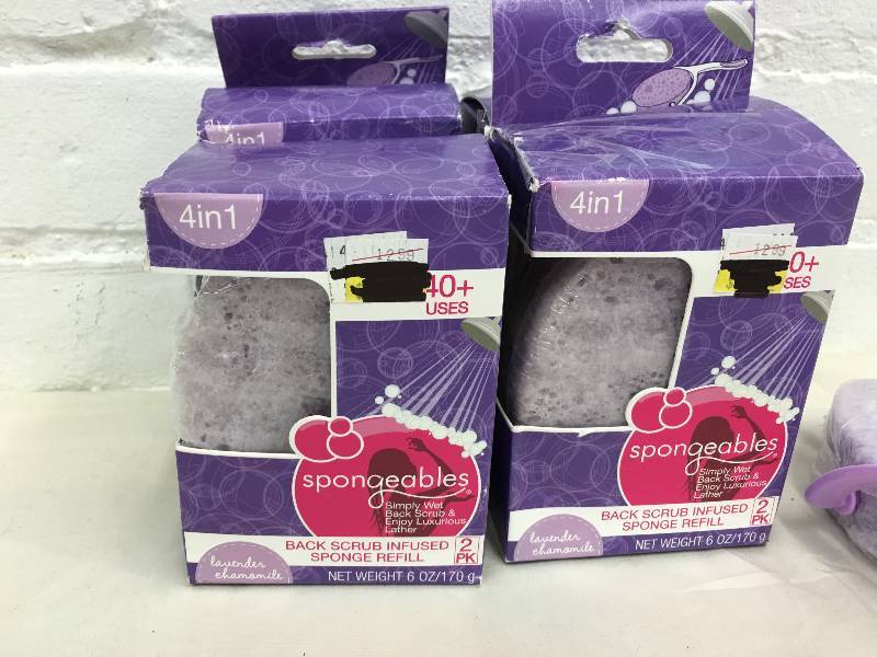 lot 245 image: 4 Spongeables  Body Wash in a Sponge with brush