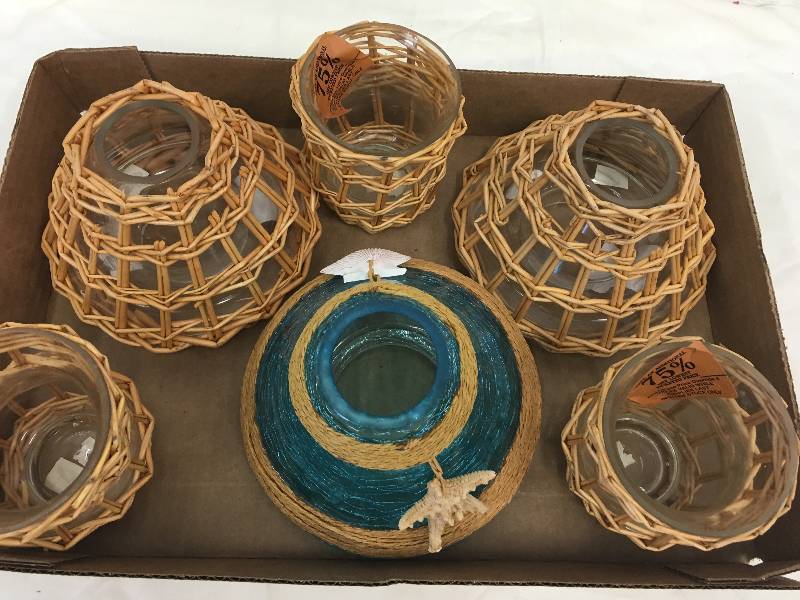 lot 251 image: glass with wicker wrap