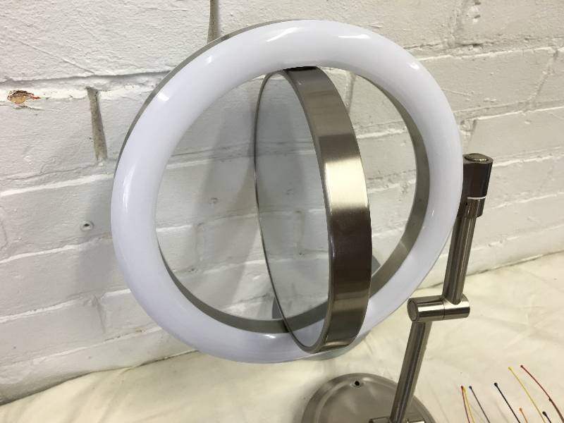 lot 258 image: Zadro Dual-Sided Lighted Magnifying Dual-jointed Swivel Wall-Mount Mirror