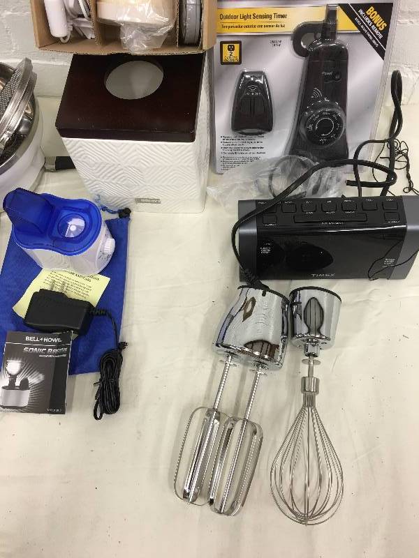 lot 359 image: light timer,personal humidifier, alarm clock  everything shown