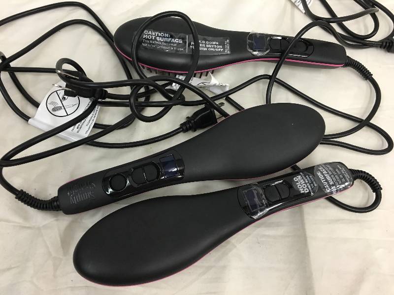lot 366 image: 3 Simply Straight Ceramic Hair Straightening Brush, BlackPink
