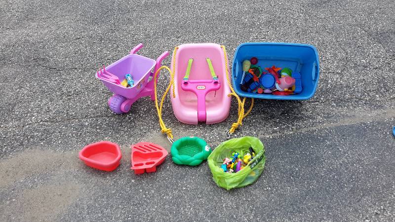lot 28R image: lot of children toys and infant swing