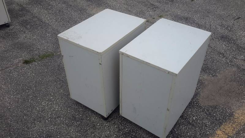lot 27 image: Pair of file boxes with 2 drawers and Rolling Wheels