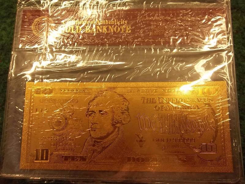 $10 24K Gold Plated Certificate With COA ( No Guarantee Of Quality Or Quantity)
