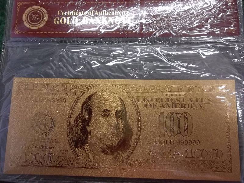 $100 24K Gold Plated Certificate With COA ( No Guarantee Of Quality Or Quantity)