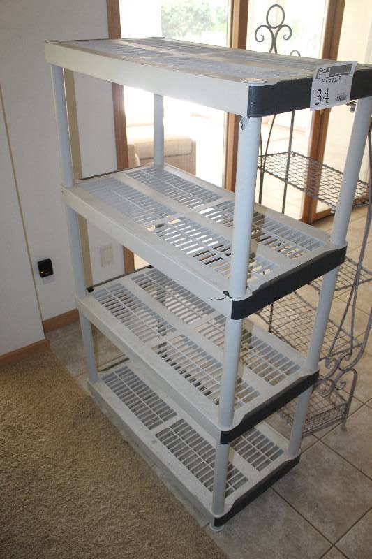 lot 34 image: 4-Shelf Plastic Storage Rack
