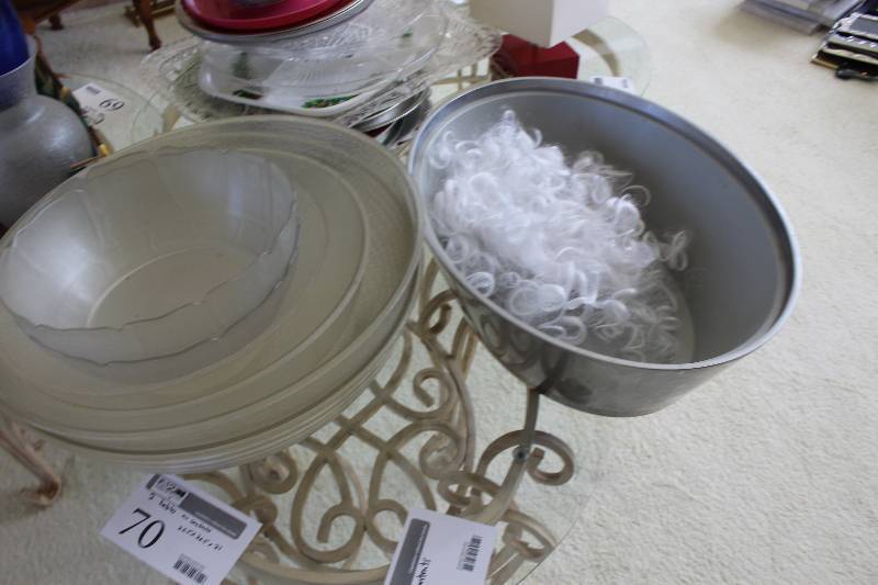 lot 68 image: Contents of Table Including Glassware, Decorations