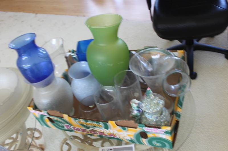 lot 69 image: Contents of Table Including Glassware, Decorations