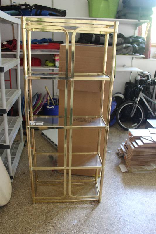 lot 114 image: 5-Glass Shelf Storage Rack