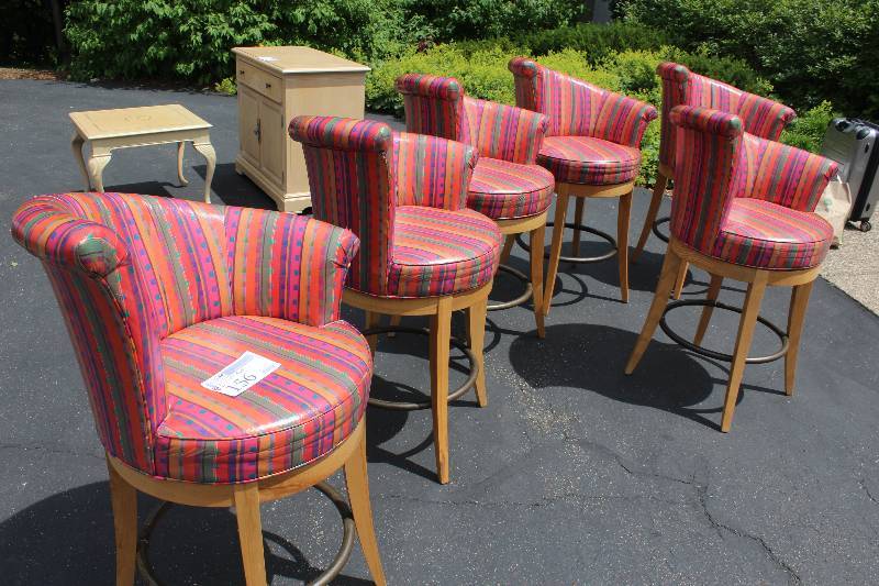 lot 156 image: Lot of (6) Custom High Back Bar Chairs