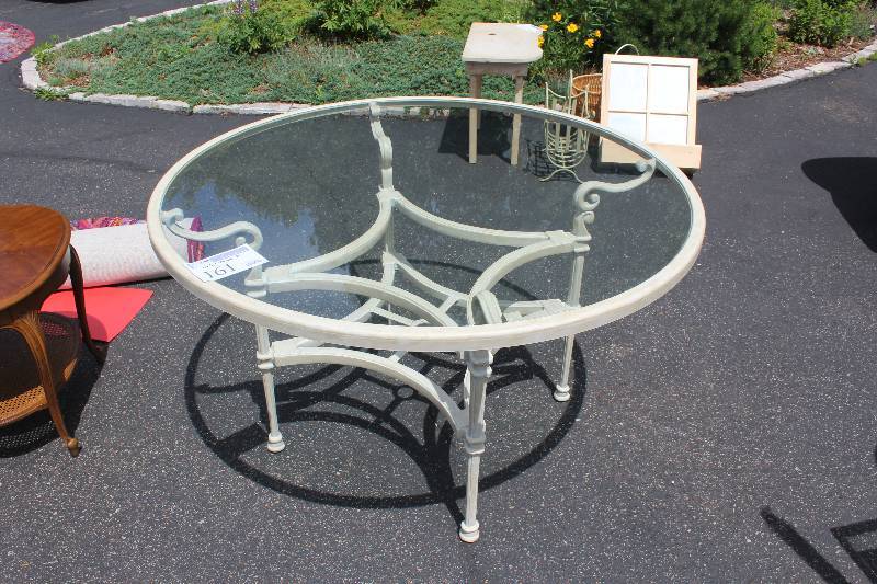 lot 161 image: Glass Top Patio Table
