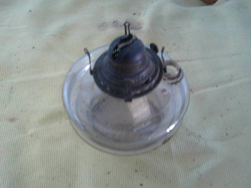 vintage glass bottom to an oil lamp
