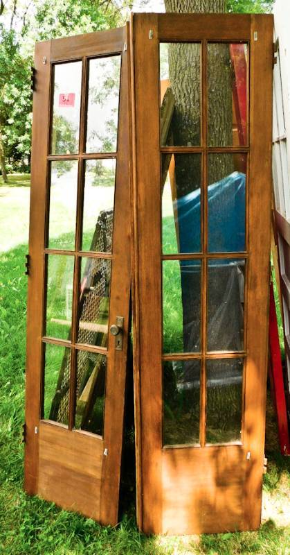 lot 51 image: vintage french doors narrow doors