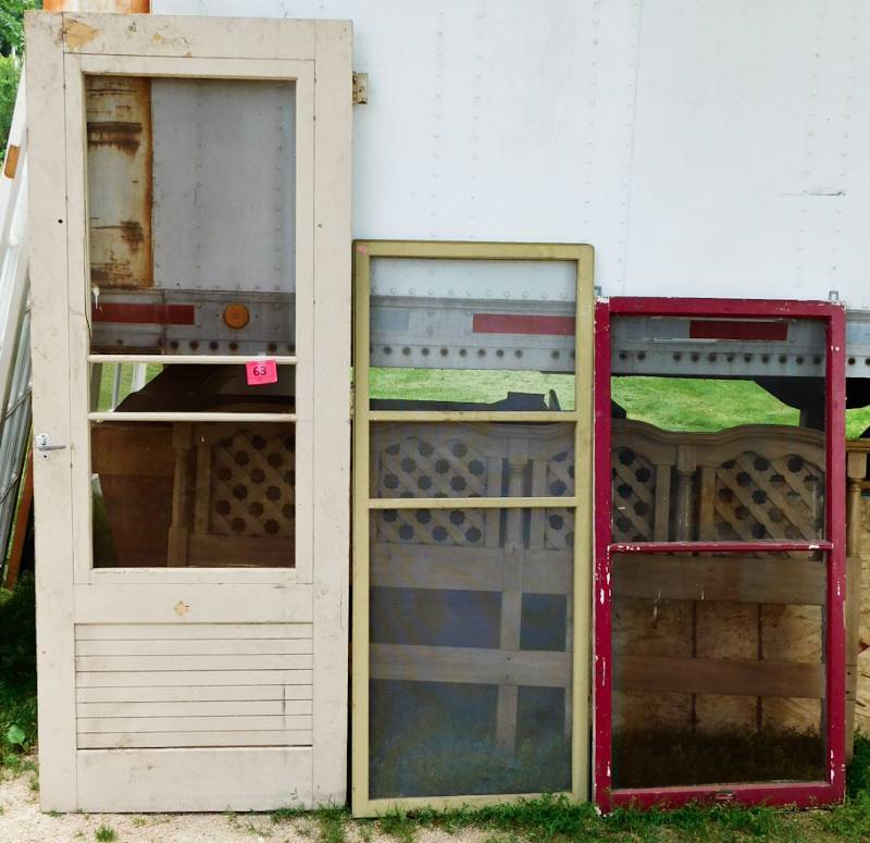lot 63 image: 3 screen doorswindows each a different size