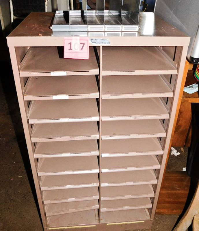 lot 107 image: office supplies metal paper sorters