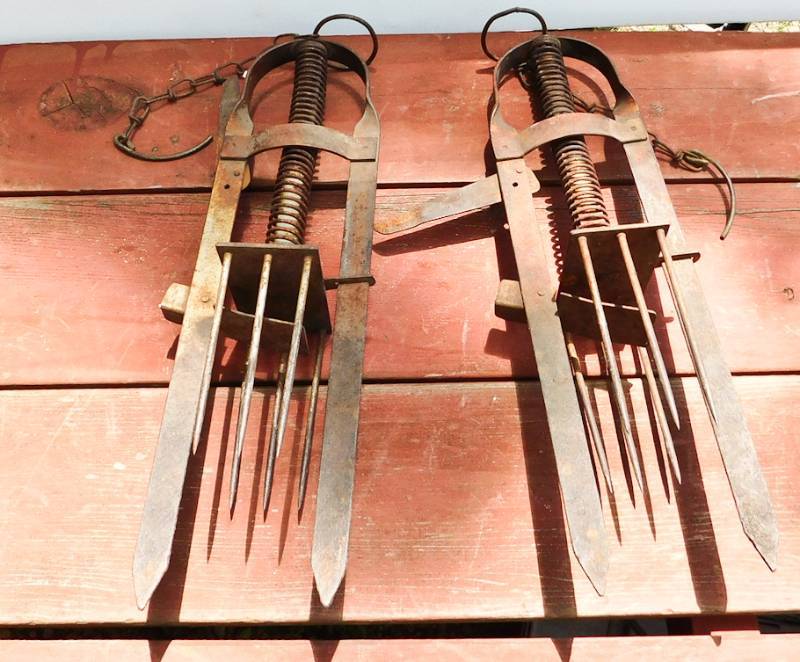 lot 138 image: two vintage Victor mole traps