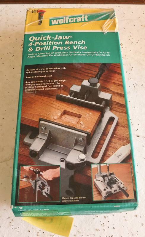lot 15 image: wolfcraft quick-jaw bench drill press vise in box looks new