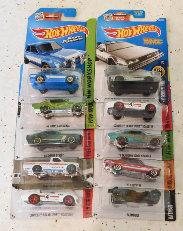 lot 48 image: Hot wheels 10 single packages cars and trucks