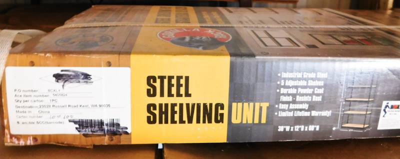 lot 79 image: steel shelving unit new in the box 30W 12D x 60T