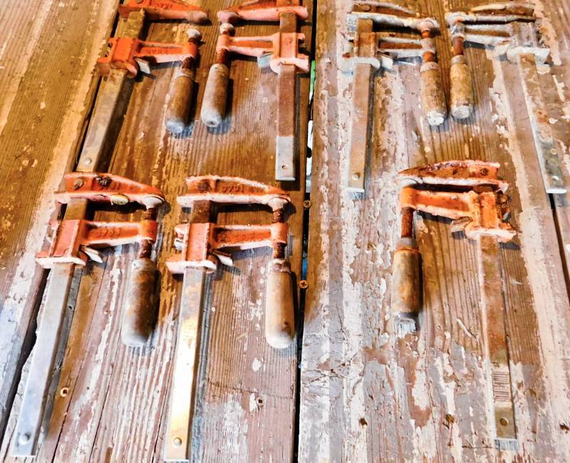 lot 83 image: 7 vintage clamps for use or re-purposing