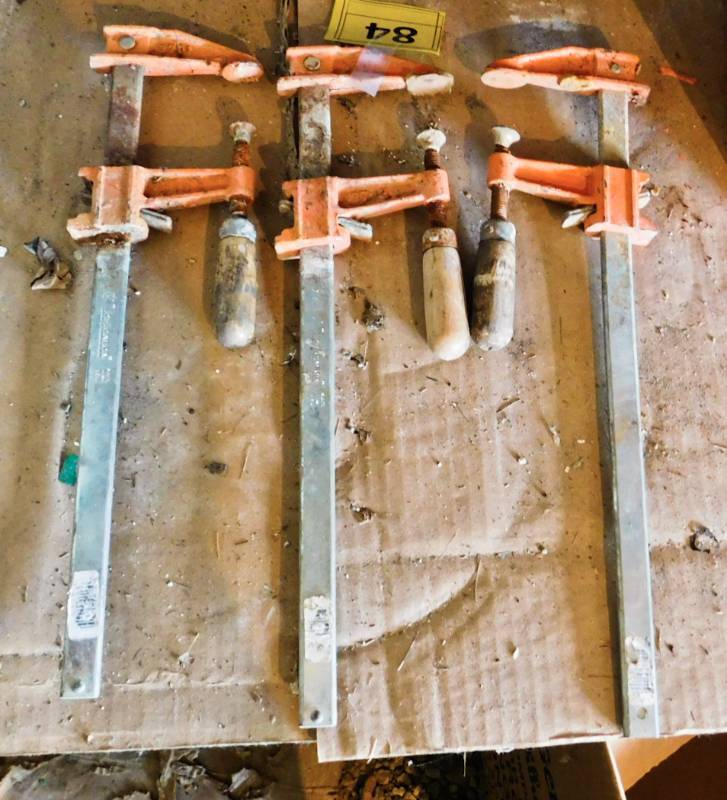 lot 84 image: 3 vintage clamps for use or re-purposing