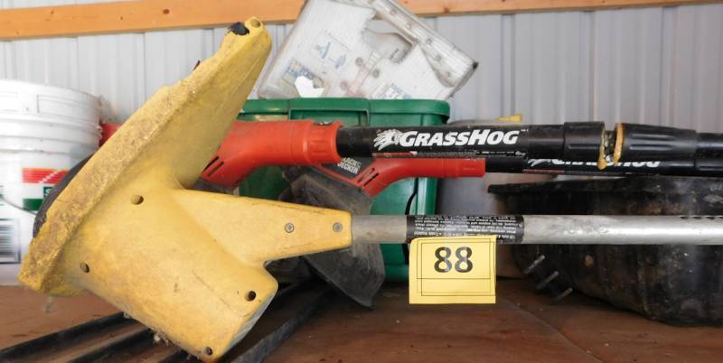 lot 88 image: 3 weed trimmers 1 electric 2 battery no charger