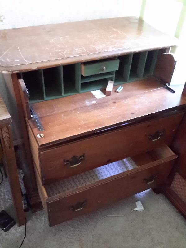 DREXEL.. Secretary dresser Combination.. Solid wood.. Needs some TLC, but looks to be complete