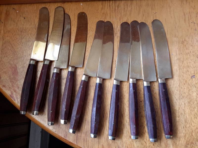 Gold Silver plate Service. Mainly set of 8, but some pieces more.  Lots of specialty service items.. No maker shown on these.. Nice, but need cleaning. Boxes are in disrepair.. Their MAY BE more added to this lot.. Will update if we find them.