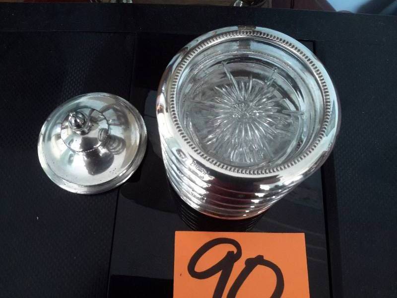 Silver Plate and Glass Coaster Set.. (6).. Silver plate Cover..