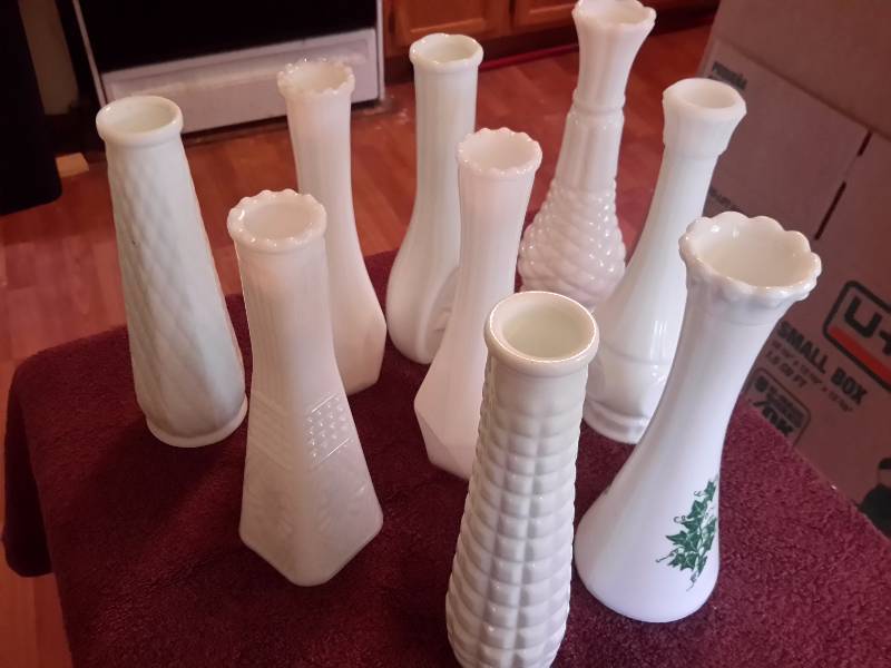 Lot of MILK GLASS Bud Vases