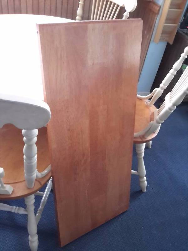 Butcher block top dining table and 4 chairs