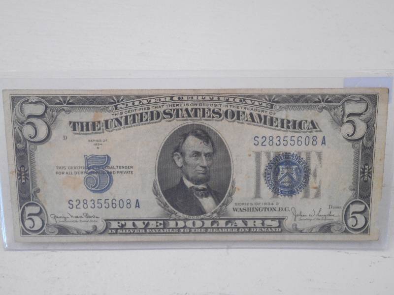 $5.00 Dollars, US Silver Certificat...
