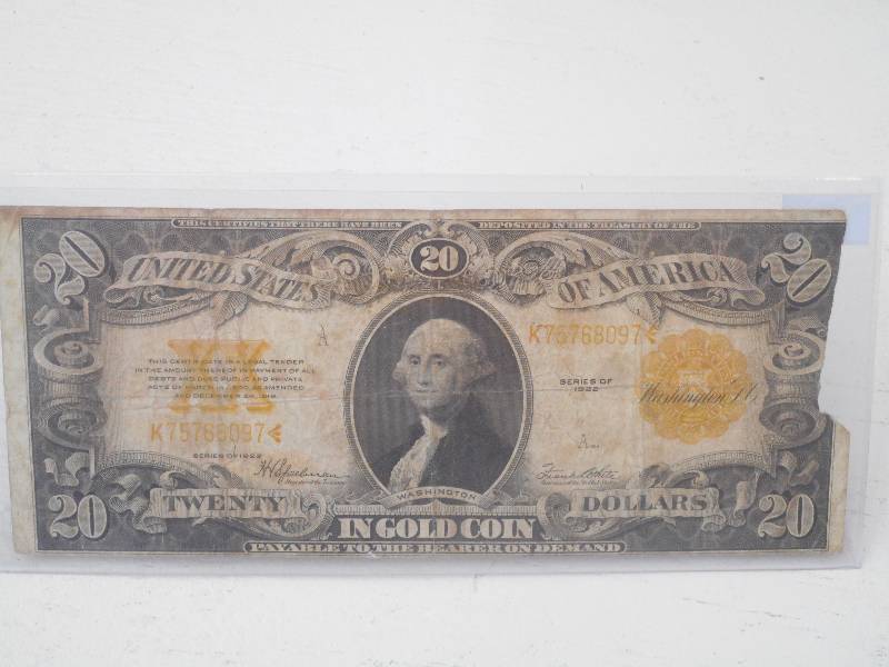 $20.00 Dollars, US Gold Coin Certif...