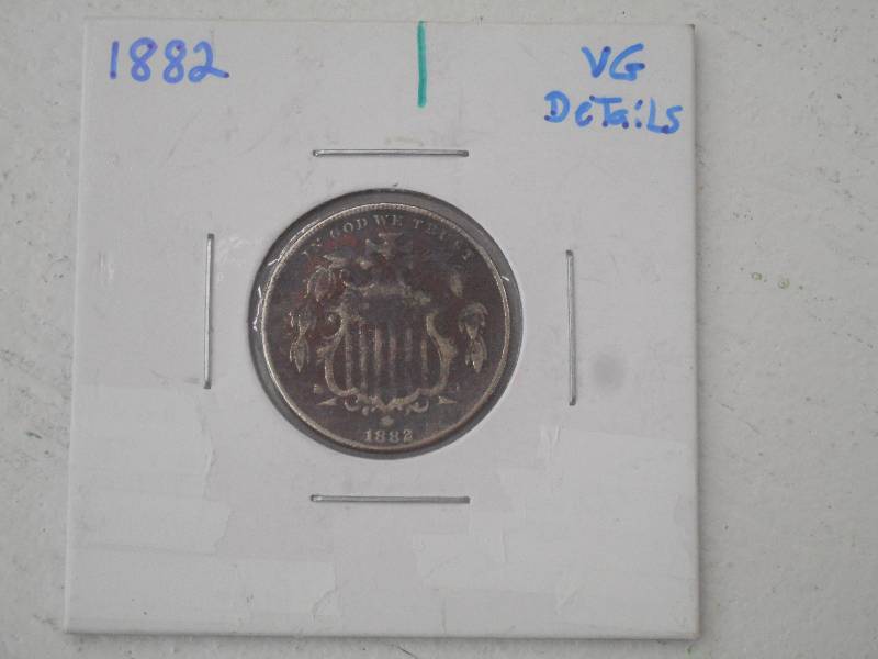 1882 Shield Nickel - VG Grade - Red...