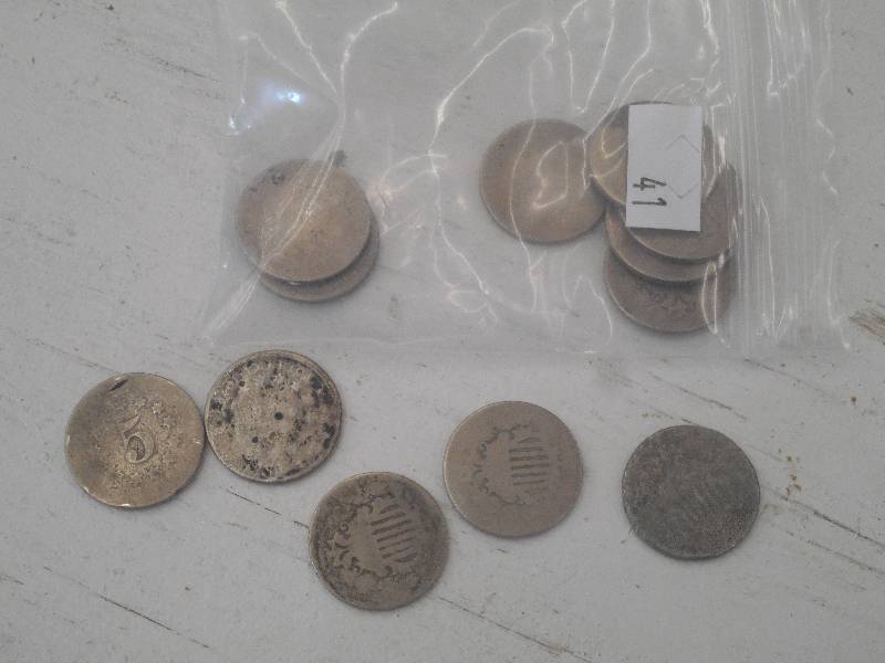 Qty. 12 - Shield Nickels - No Dates...
