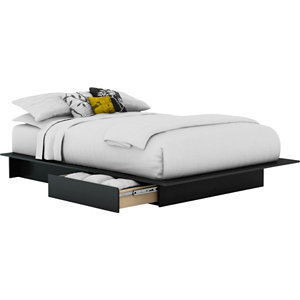 South Shore Vito Queen Platform Bed - Pure Black
